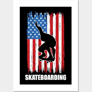 American Flag Skateboarding Posters and Art